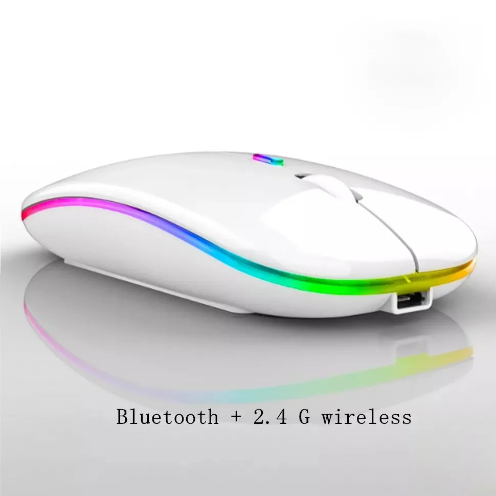Dual Mode Rechargeable Mouse USB LED Backlit Type C Thin Wireless Mouse Inalambrico Mute Glow Silent 2.4G 1 Piece Customized Box