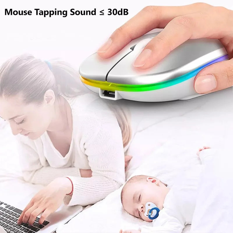 Dual Mode Rechargeable Mouse USB LED Backlit Type C Thin Wireless Mouse Inalambrico Mute Glow Silent 2.4G 1 Piece Customized Box