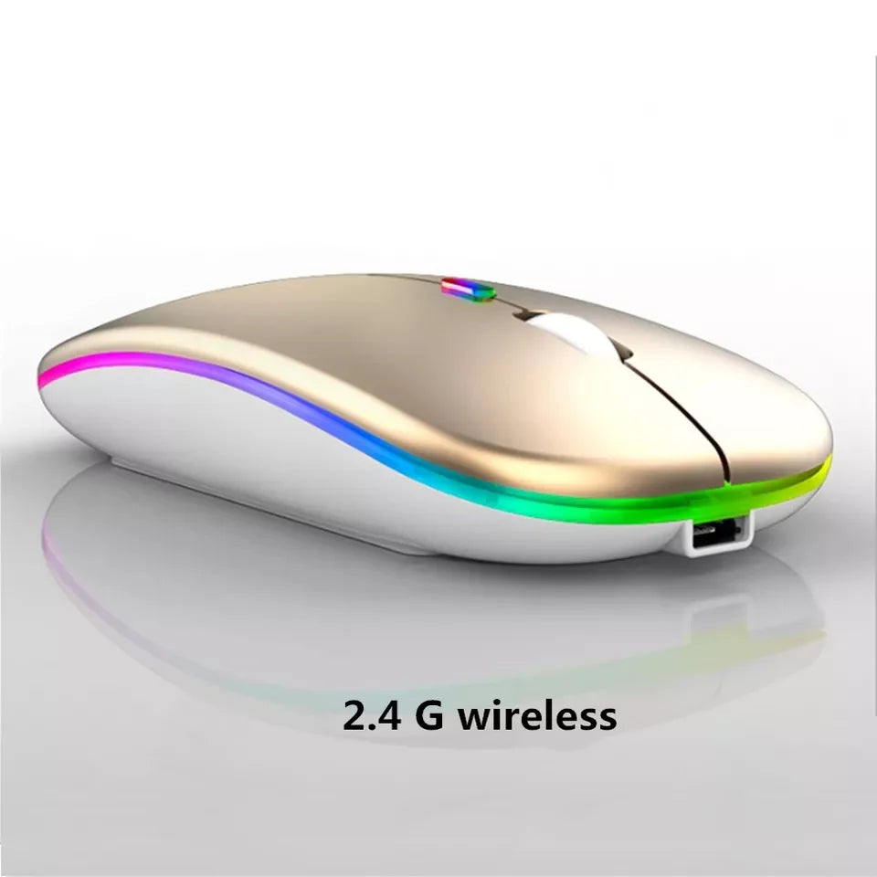 Dual Mode Rechargeable Mouse USB LED Backlit Type C Thin Wireless Mouse Inalambrico Mute Glow Silent 2.4G 1 Piece Customized Box